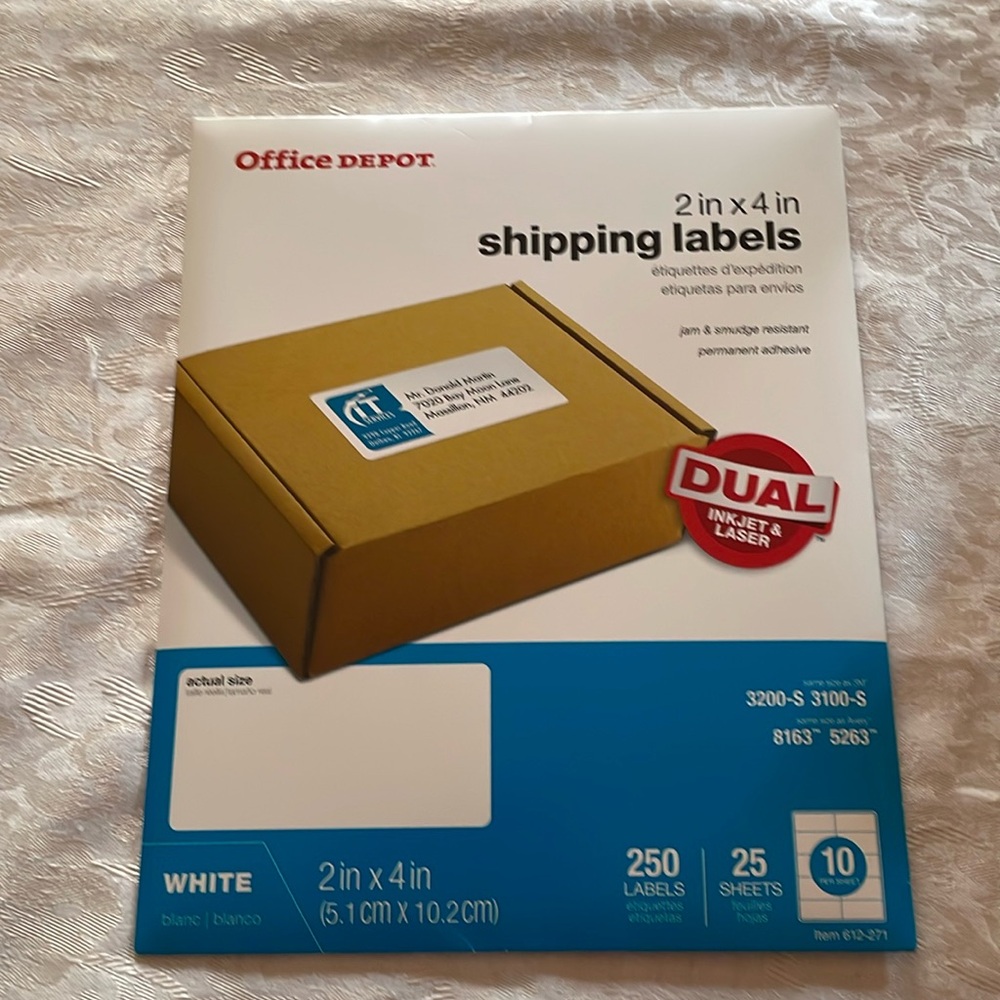 Brand new Office Depot shipping labels 2 inch X4 inch